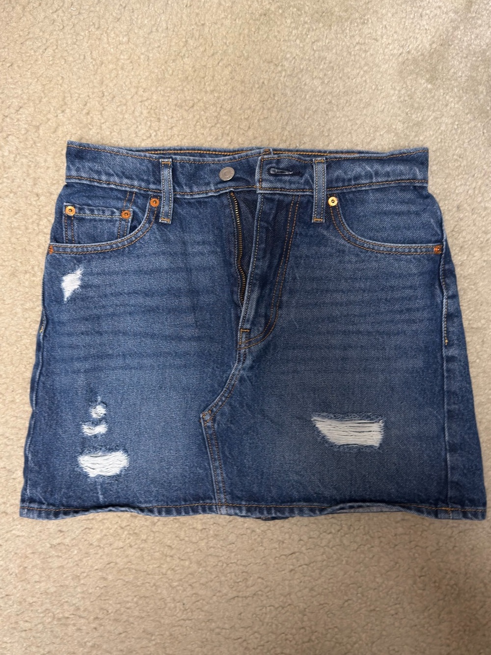 Levi's Blue Distressed Denim Mini Skirt